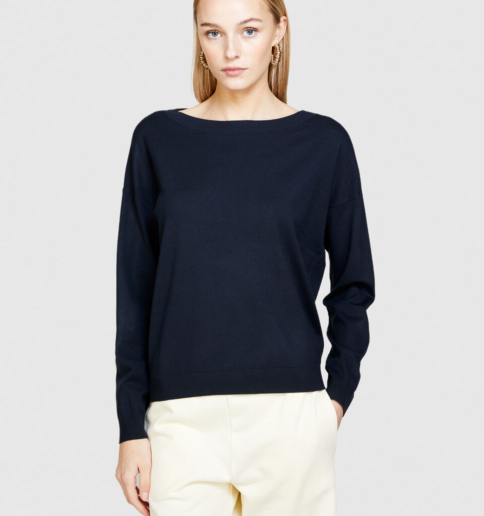 Boat neck sweater - women's boat neck sweaters - Dark Blue | Sisley image number 4